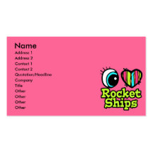 Bright Eye Heart I Love Rocket Ships Business Card