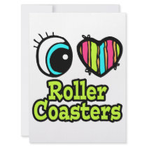 Bright Eye Heart I Love Roller Coasters Personalized Announcements