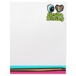 Bright Eye Heart I Love Scuba Diving Personalized Letterhead