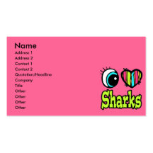 Bright Eye Heart I Love Sharks Business Card Templates
