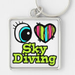 Bright Eye Heart I Love Skydiving Keychains