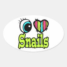 Bright Eye Heart I Love Snails Stickers