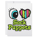 Bright Eye Heart I Love Sock Puppets Personalized Invites