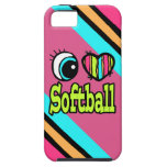 Bright Eye Heart I Love Softball iPhone 5 Cases
