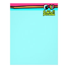 Bright Eye Heart I Love Softball Letterhead Design