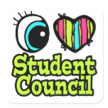 Bright Eye Heart I Love Student Council stickers