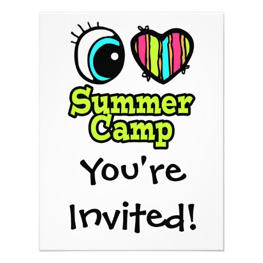 Bright Eye Heart I Love Summer Camp Invitation