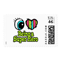 Bright Eye Heart I Love Super Hero Stamps