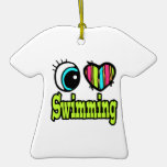 Bright Eye Heart I Love Swimming Christmas Ornament