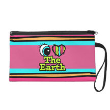 Bright Eye Heart I Love The Earth Wristlet Purse