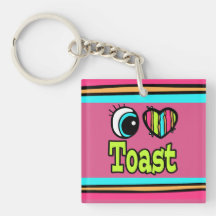 Bright Eye Heart I Love Toast Square Acrylic Keychain