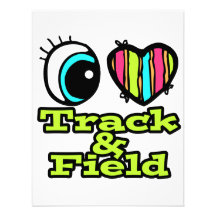 Bright Eye Heart I Love Track and Field Personalized Invitations