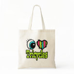 Bright Eye Heart I Love Tricycles Canvas Bag