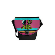 Bright Eye Heart I Love Ugly People Courier Bags