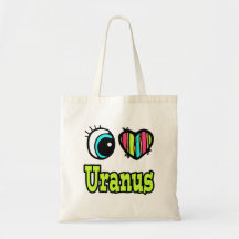 Bright Eye Heart I Love Uranus Tote Bags