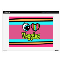 Bright Eye Heart I Love Veggies Decal For 15" Laptop
