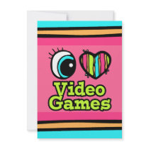 Bright Eye Heart I Love Video Games Personalized Invitation
