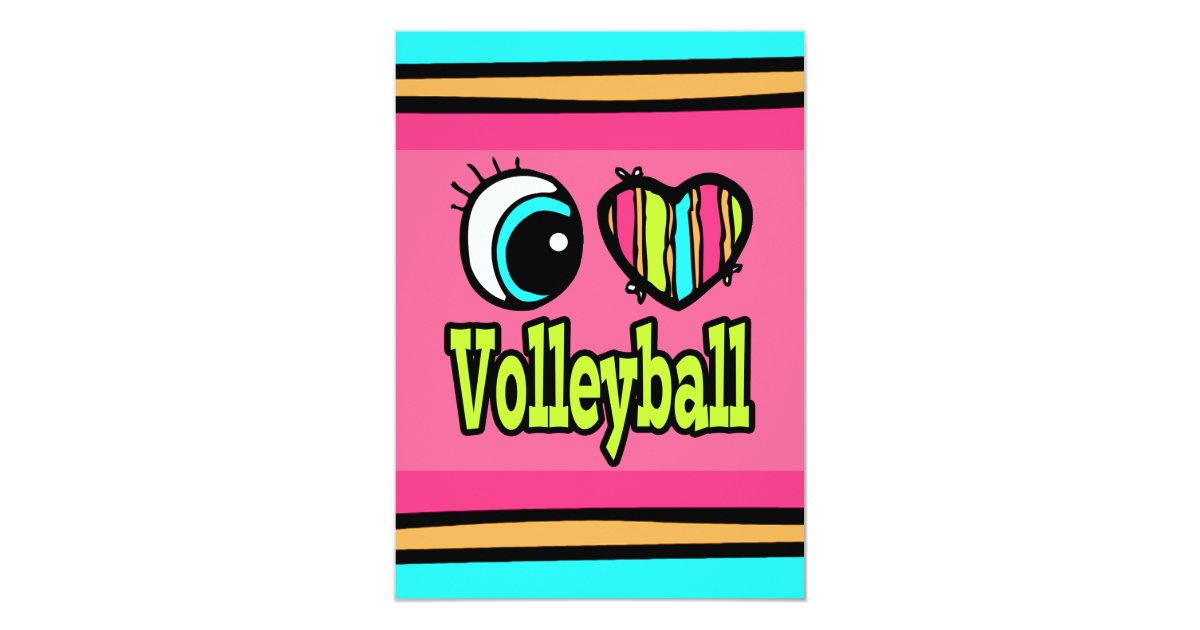 bright eye heart i love volleyball card zazzle volleyball cards