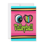 Bright Eye Heart I Love Volleyball Custom Announcement
