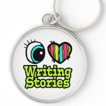 Bright Eye Heart I Love Writing Stories Keychains