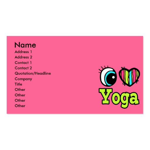 Bright Eye Heart I Love Yoga Business Card Templates (front side)