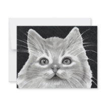 BRIGHT-EYED CAT IN PENCIL: ART invitations
