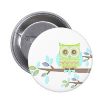 Bright Eyes Owl in Tree Pin