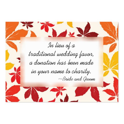 Bright Fall Leaves Wedding Charity Favor Card Business Card Templates
