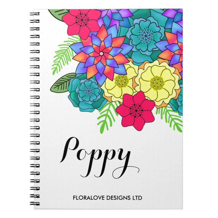 Bright Floral Designer Colourful Pretty Flower Notebook Zazzle