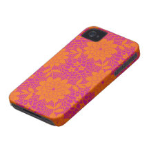 bright floral lattice damask Case-Mate iPhone 4 cases