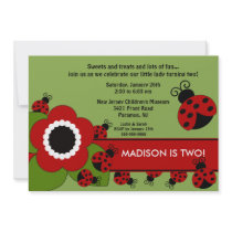 Bright flower & Ladybug Birthday Invitation