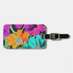 Bright Flowers on black Tag For Bags