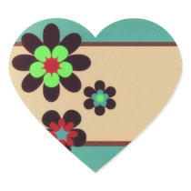Bright Flowers retro turquoise heart stickers stickers