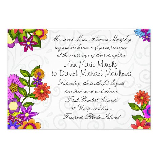 Bright Flowers Wedding Invitation