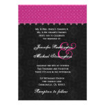 Bright Fuchsia and Black Polka Dots Wedding Announcements