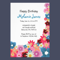 Bright Fun Color Flowers Birthday Party Invitation invitations