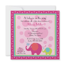 Bright & Fun Elephant Baby Shower Personalized Announcement