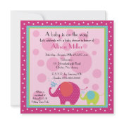 Bright & Fun Elephant Baby Shower Personalized Announcement