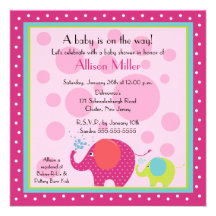 Bright & Fun Elephant Baby Shower Personalized Announcement
