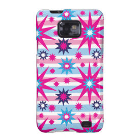 Bright Fun Hot Pink Blue Stars Snowflakes Striped Samsung Galaxy SII Covers