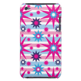 Bright Fun Hot Pink Blue Stars Snowflakes Striped iPod Touch Cases
