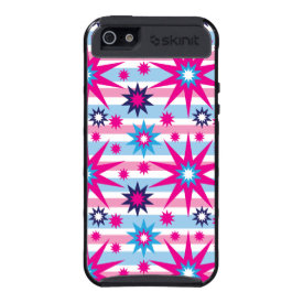 Bright Fun Hot Pink Blue Stars Snowflakes Striped iPhone 5 Cover