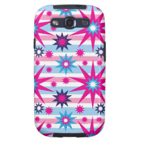 Bright Fun Hot Pink Blue Stars Snowflakes Striped Galaxy SIII Covers