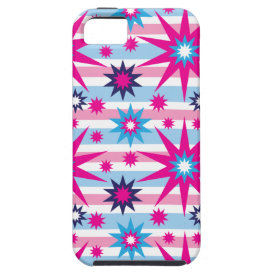 Bright Fun Hot Pink Blue Stars Snowflakes Striped iPhone 5 Covers