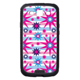 Bright Fun Hot Pink Blue Stars Snowflakes Striped Samsung Galaxy S3 Case