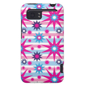 Bright Fun Hot Pink Blue Stars Snowflakes Striped HTC Vivid / Raider 4G Cover