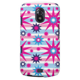 Bright Fun Hot Pink Blue Stars Snowflakes Striped Galaxy Nexus Covers
