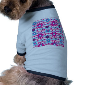 Bright Fun Hot Pink Blue Stars Snowflakes Striped Doggie T Shirt