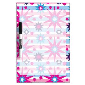Bright Fun Hot Pink Blue Stars Snowflakes Striped Dry Erase Whiteboards