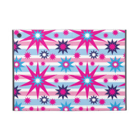 Bright Fun Hot Pink Blue Stars Snowflakes Striped Cover For iPad Mini